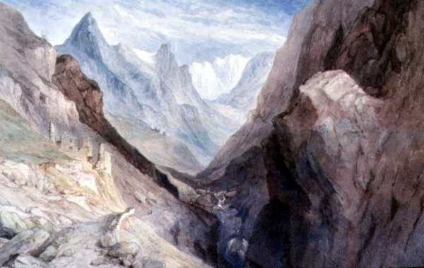 Vista del Monte Viso y la fuente del río Po de William Brockedon