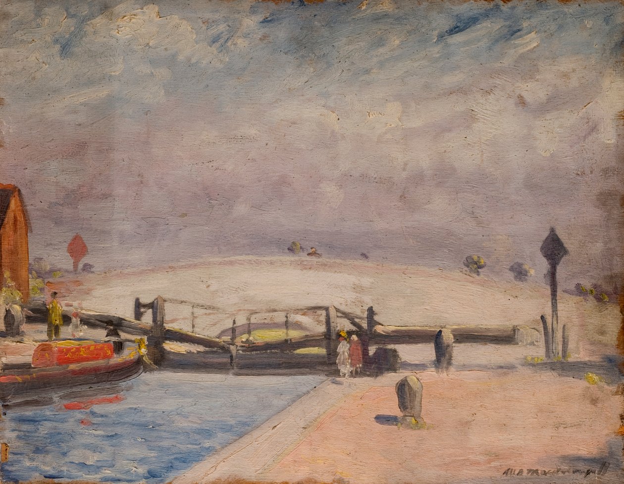 Escena del canal, Welton Lock y Lodge, 1927 de William Brown MacDougall