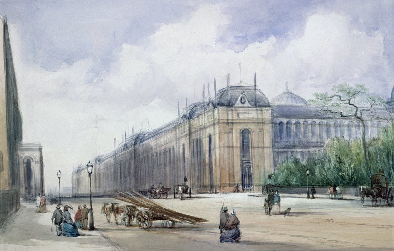 Aspecto sureste del edificio de la Exposición de 1862, mirando a lo largo de Cromwell Road de William Callow