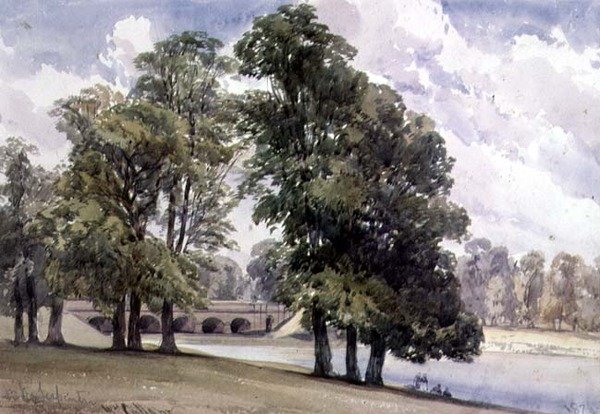 Vista en el Serpentine, Hyde Park de William Callow
