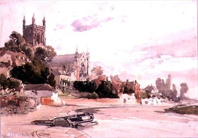 Catedral de Worcester: Vista desde el río de William Callow