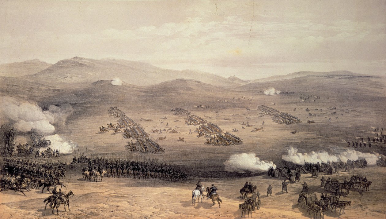 Carga de la Brigada Ligera, 25 de octubre de 1854, grabado por E. Walker, publicado por Colnaghi und Co, 1855 de William Crimea Simpson