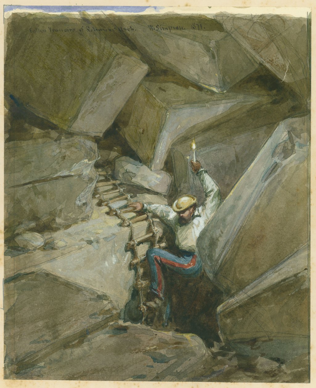 Voussoirs caídos del Arco de Robinson, Jerusalén, 1869 de William Crimea Simpson