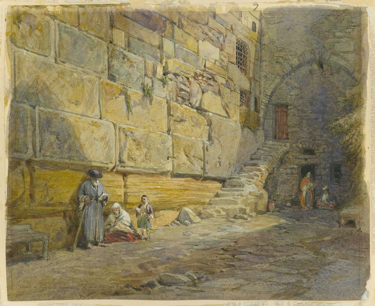 Dintel de la puerta de Barclay, cerca del Muro de los Lamentos, Jerusalén, 1870 de William Crimea Simpson