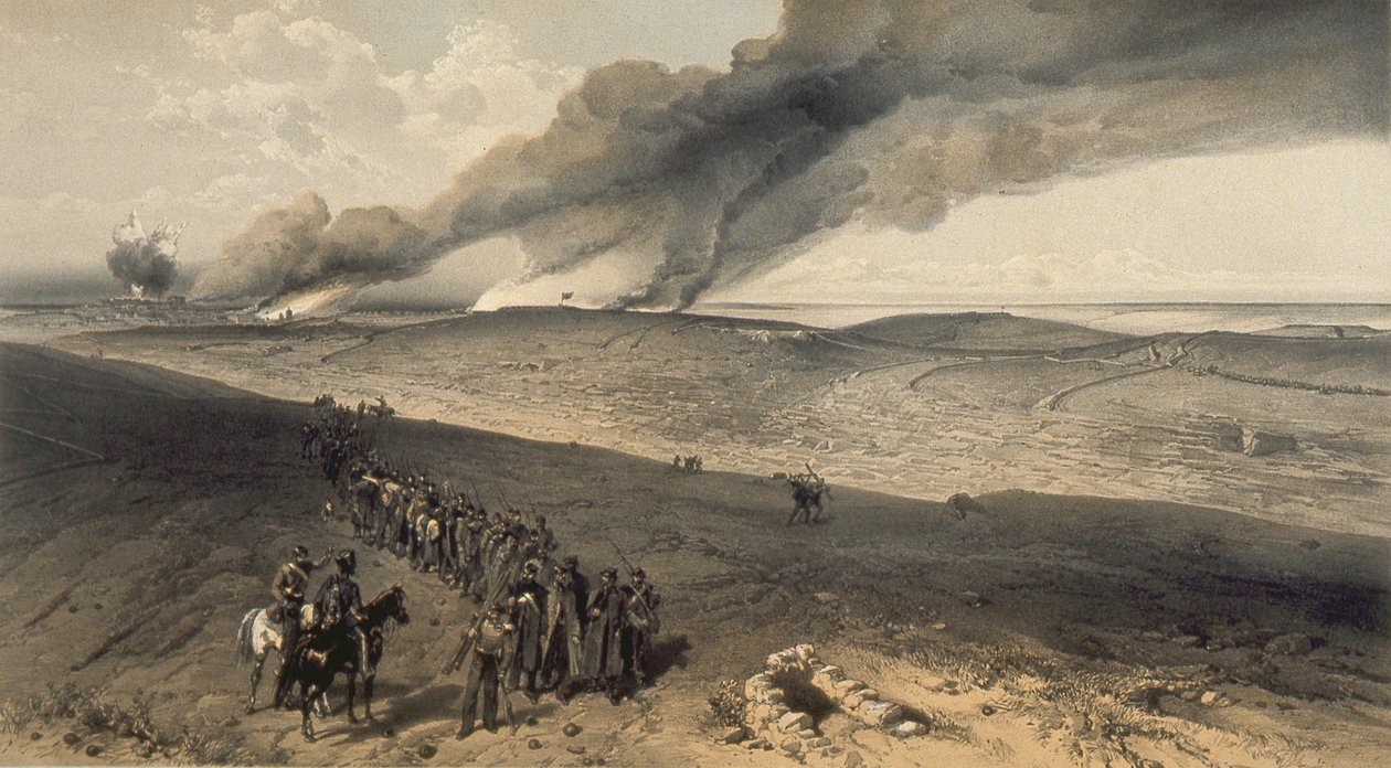 Redan y trincheras avanzadas del ataque derecho británico, 1856 de William Crimea Simpson
