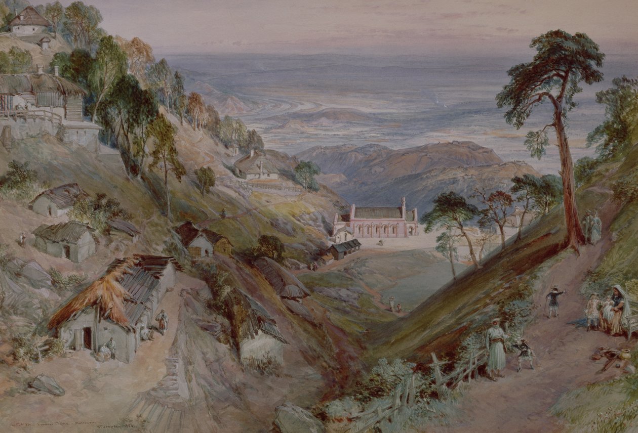 Las Llanuras, Iglesia de Landour, Mussoorie, 1884 de William Crimea Simpson