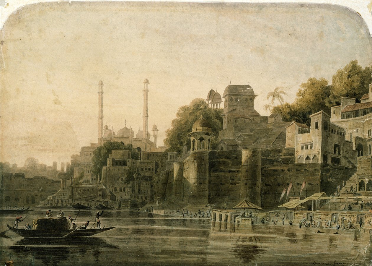 Escena de baño en el Ghat en el Ganges de William Daniell