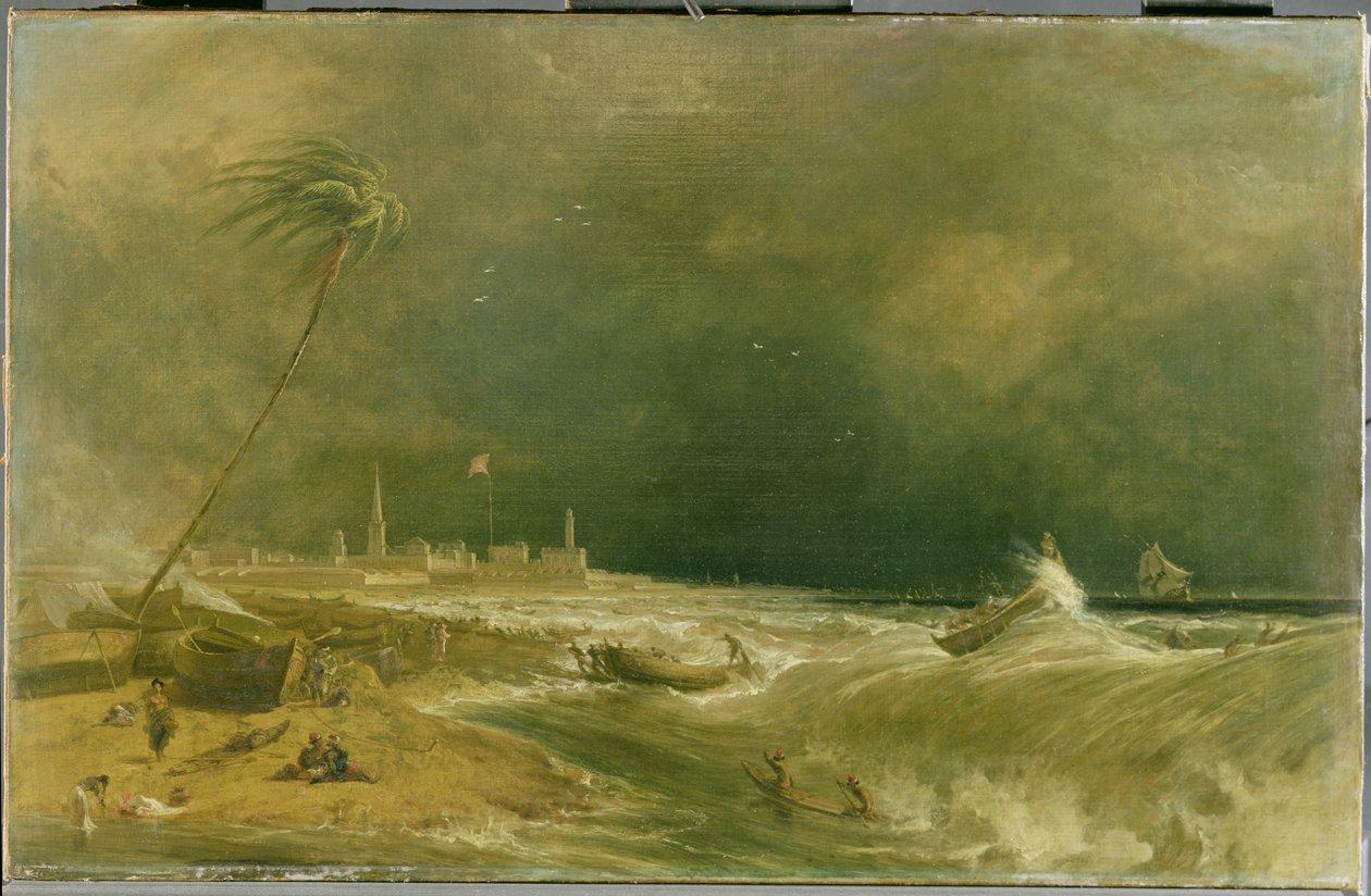 Madras, o Fuerte San Jorge, en la Bahía de Bengala - Una Tormenta Pasando, 1833 de William Daniell