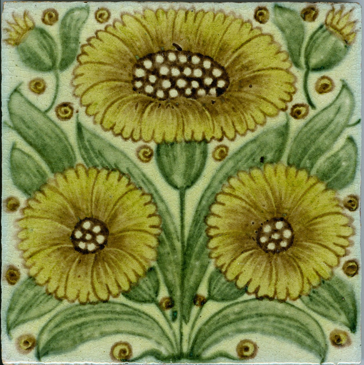 Azulejo con patrón de margaritas de Bedford Park de William de Morgan