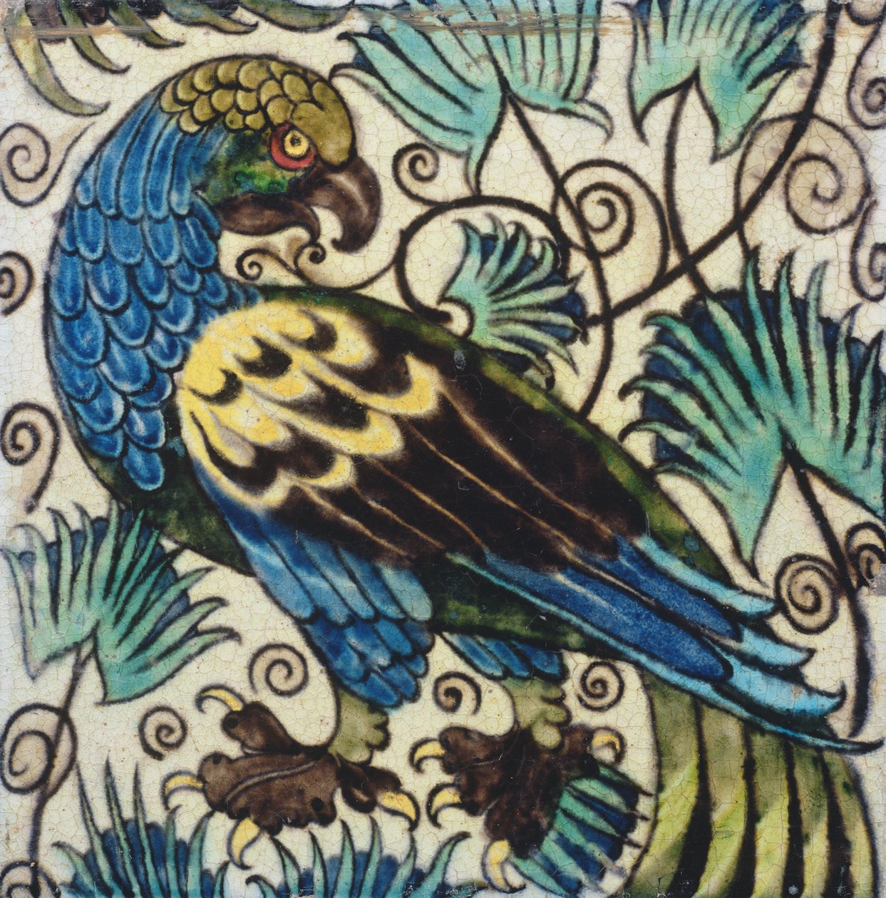 Azulejo con diseño de pájaro de William de Morgan