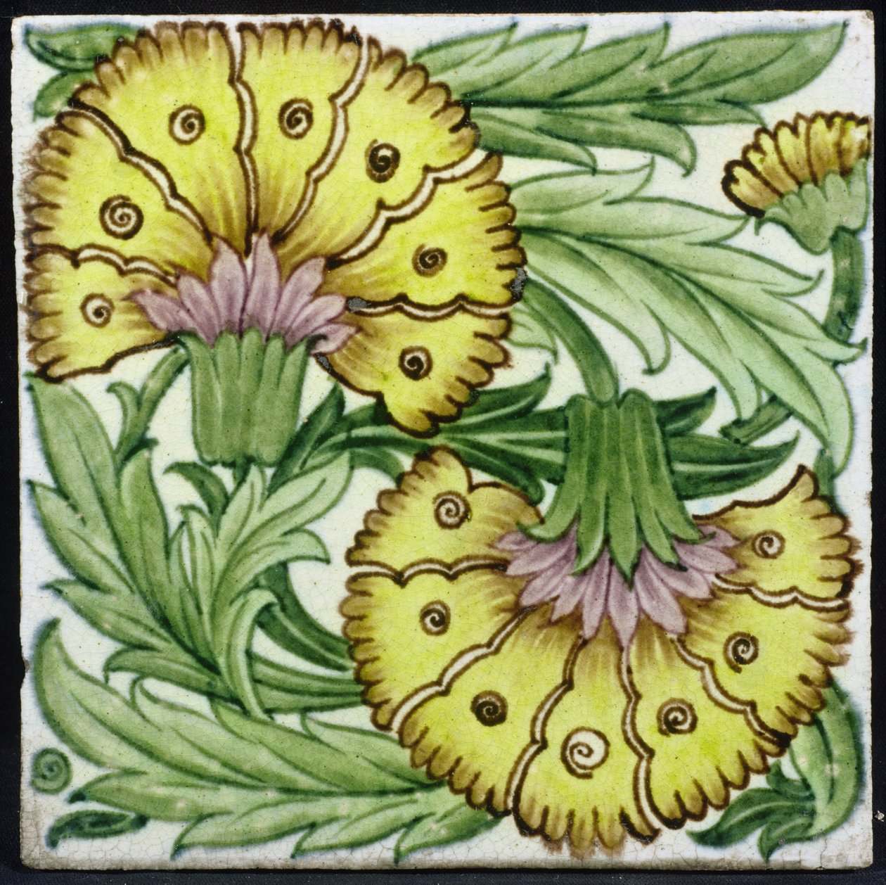 Azulejo con patrón floral (cerámica) de William de Morgan