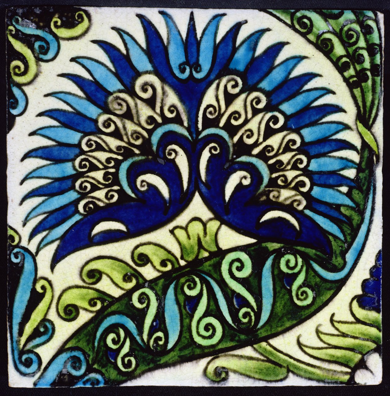 Azulejo con patrón de follaje de William de Morgan
