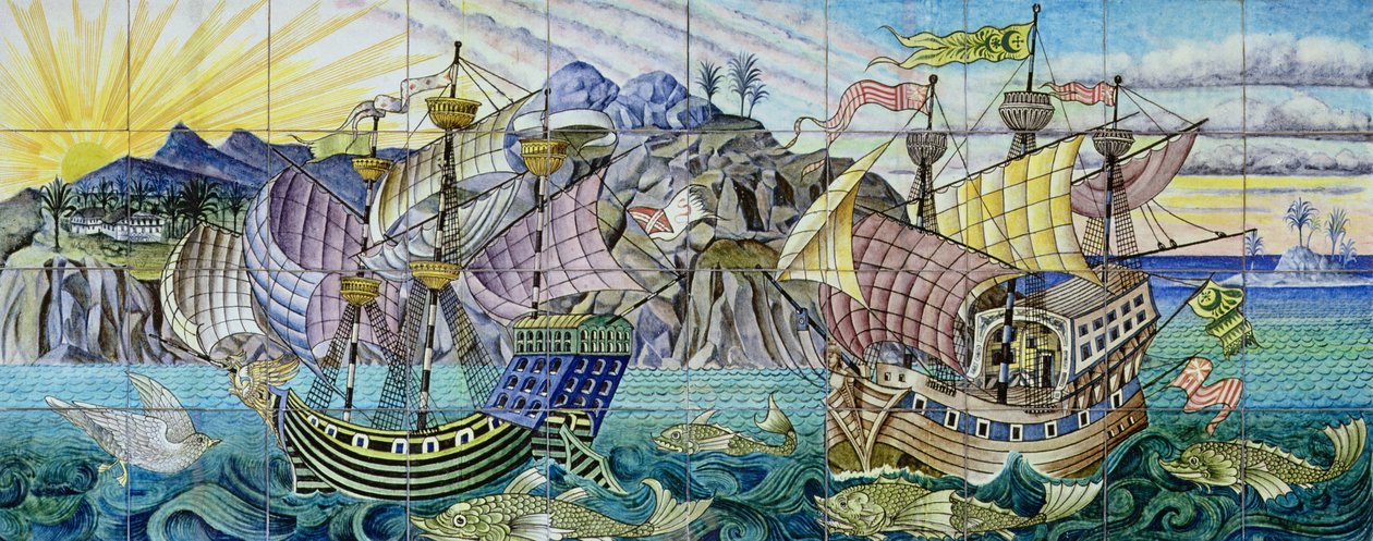 Azulejos que representan galeones, 1888-97 de William de Morgan