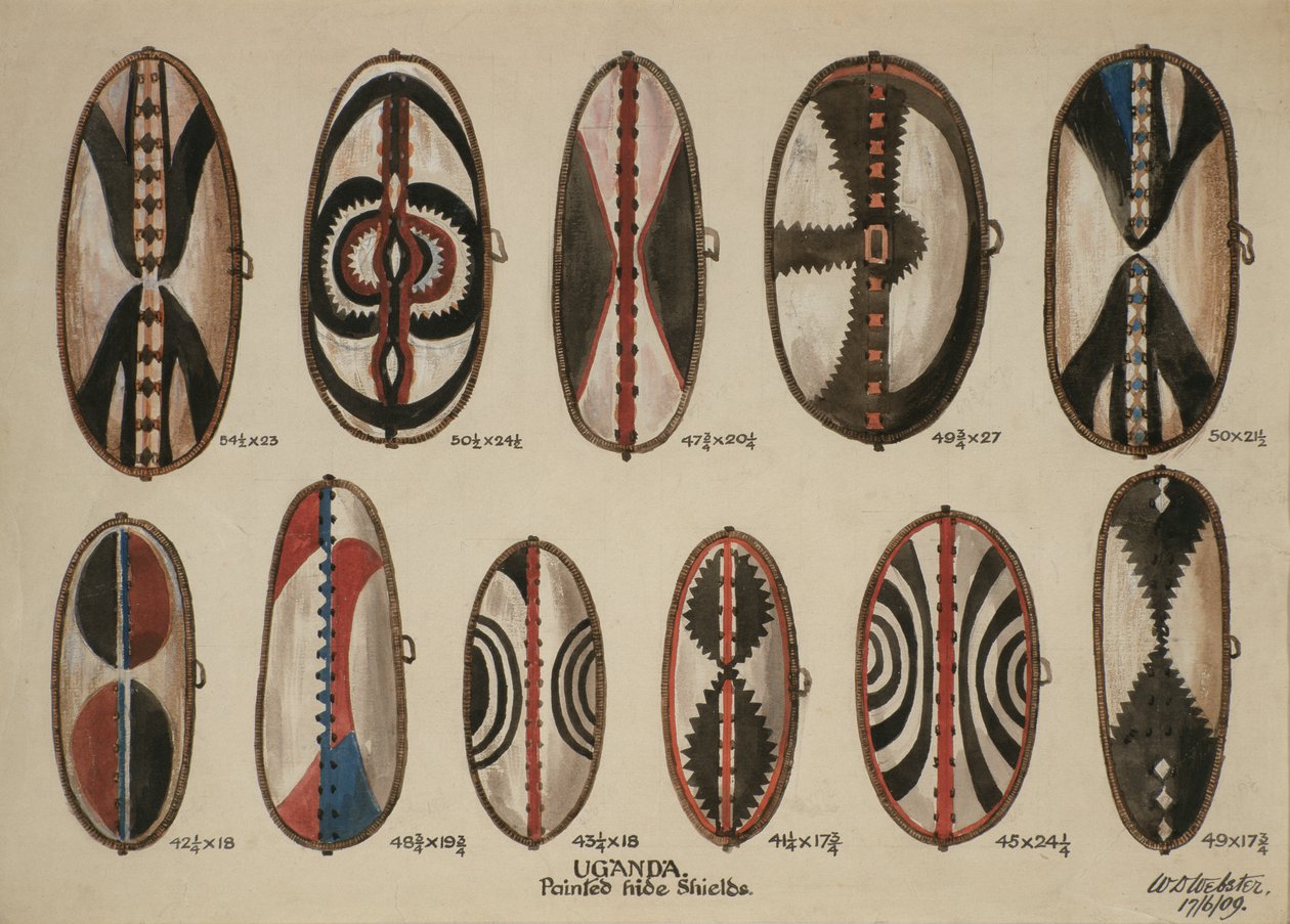 Uganda - Escudos de piel pintados, 1909 de William Downing Webster