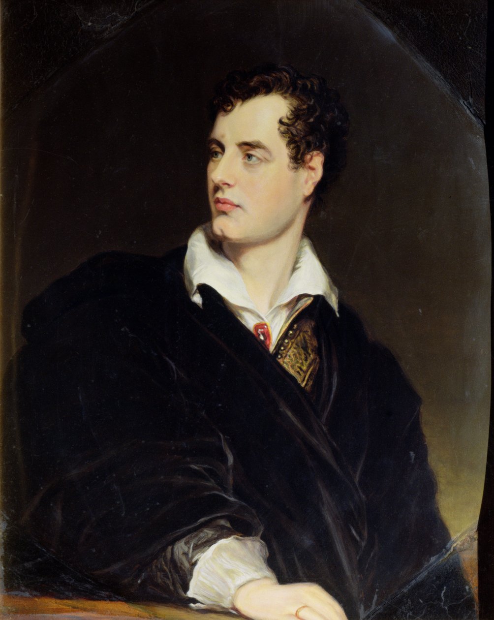 Lord Byron después de un retrato pintado por Thomas Phillips en 1814, 1844 (esmalte) de William Essex