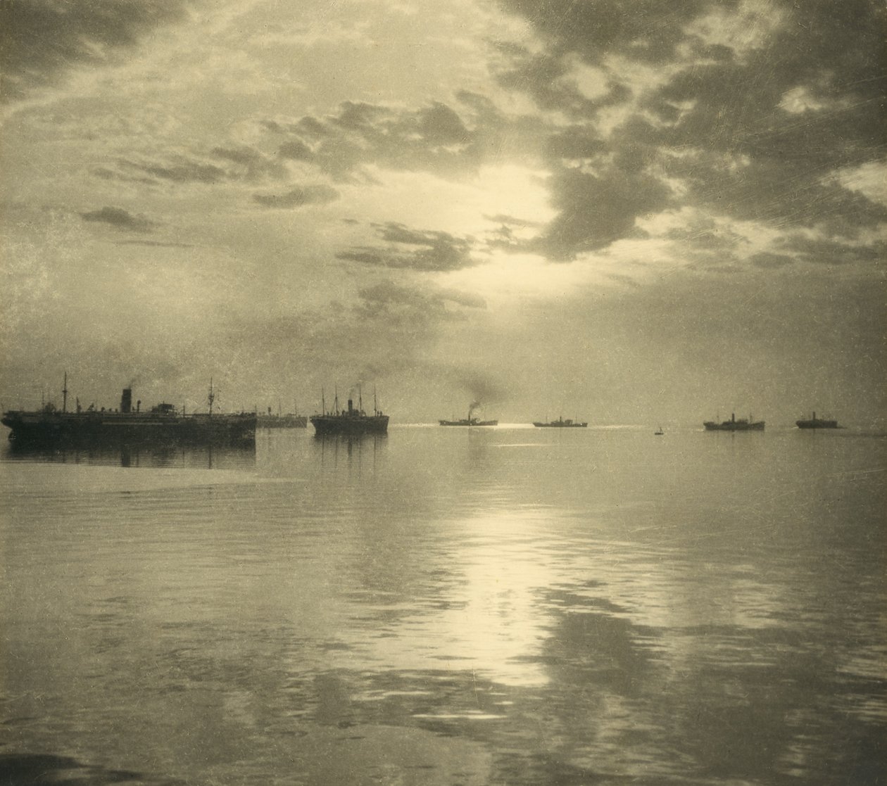 Los primeros barcos de tropas que transportaban soldados australianos y neozelandeses, caballos y suministros a la Gran Guerra, saliendo de Albany el 1 de noviembre de 1914 de William Fell