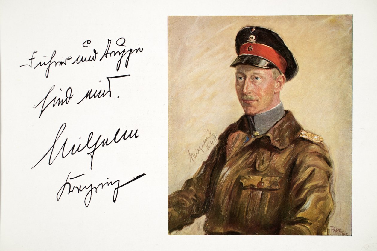 Guillermo, Príncipe Heredero de Alemania en uniforme militar, pub. 16 de abril de 1917 de William Friedrich Georg Pape