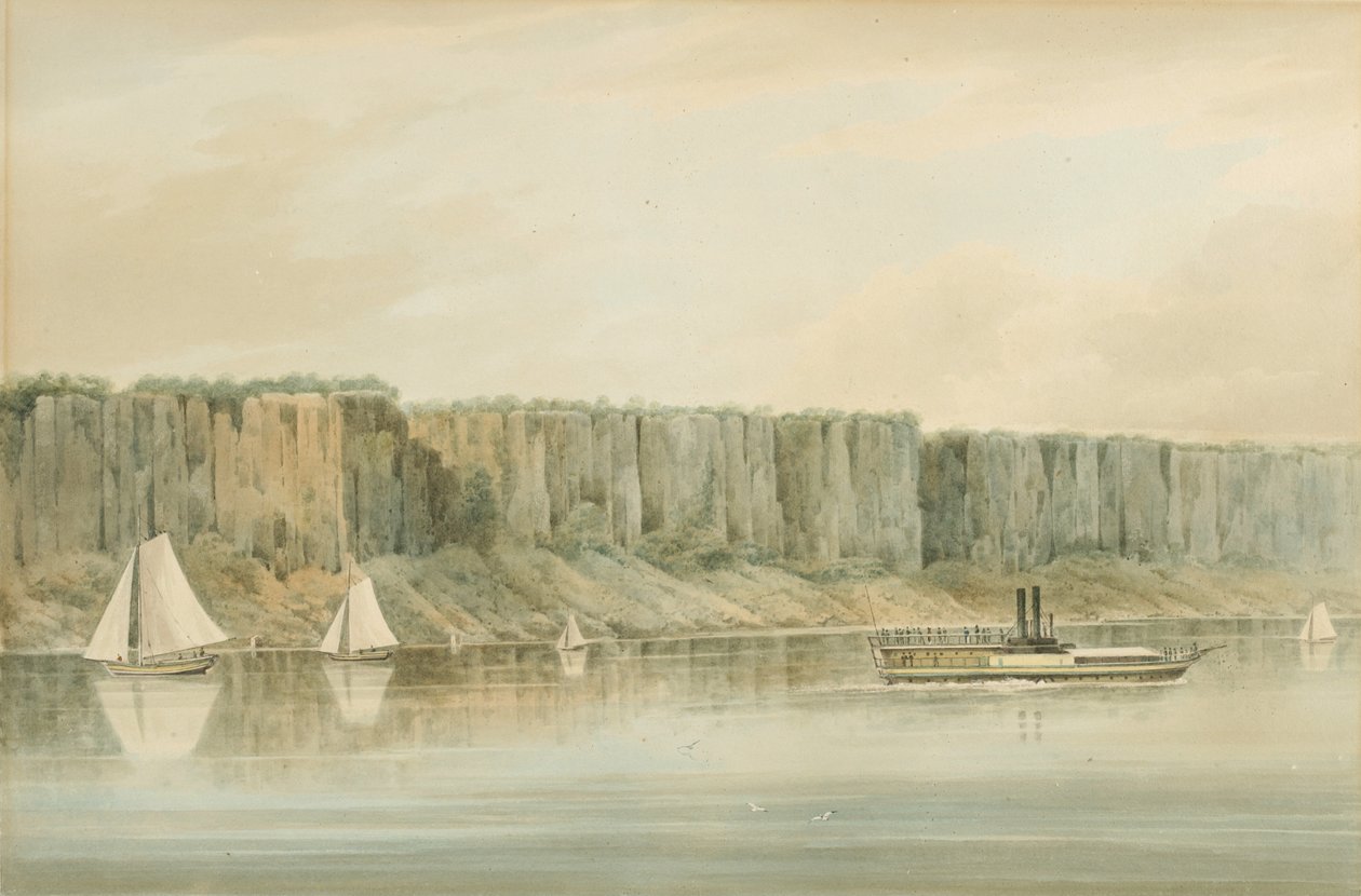 Vista de los Palisades, Nueva Jersey: Estudio preparatorio para la lámina 19 de The Hudson River Portfolio, 1820 de William Guy Wall