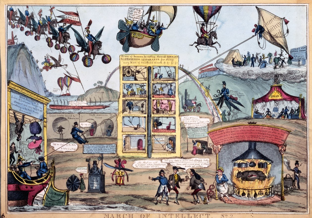 Marcha del intelecto No.2, publicado por Thomas McLean, c.1827 de William Heath