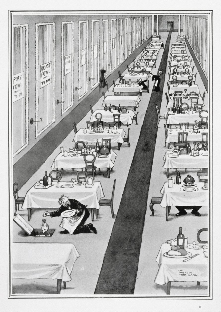 Pollo asado hoy, de Algunas horribles imágenes de guerra, 1915 de William Heath Robinson