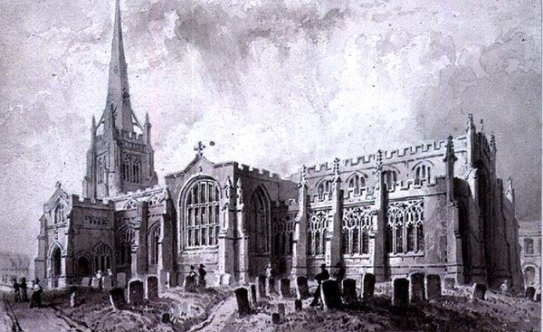 San Juan Bautista, Thaxted, Essex, vista desde el suroeste de William Henry Bartlett