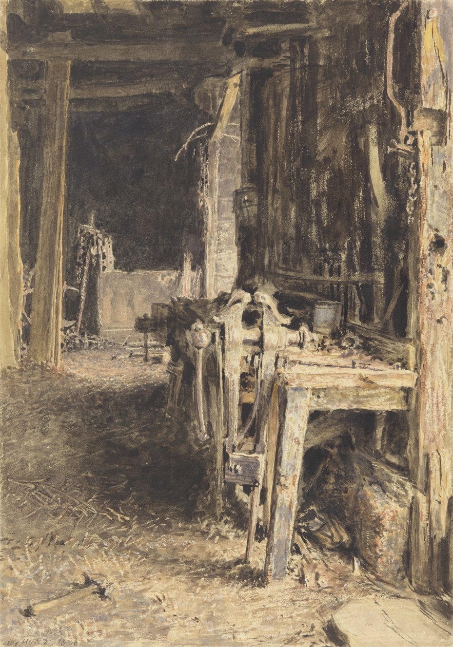 Interior del granero, 1836 de William Henry Hunt