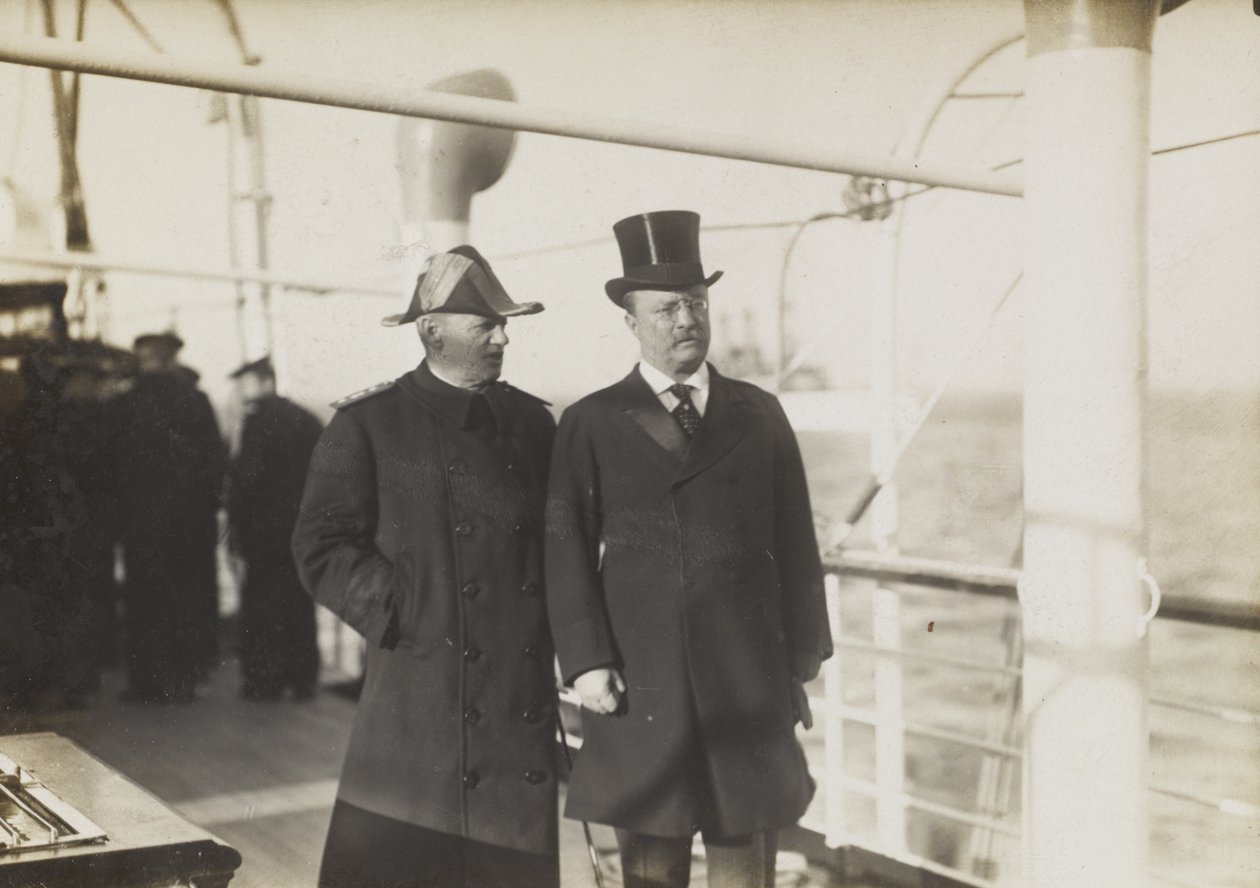 El presidente Roosevelt y el almirante Evans en el Mayflower, c.1908 de William Herman Rau
