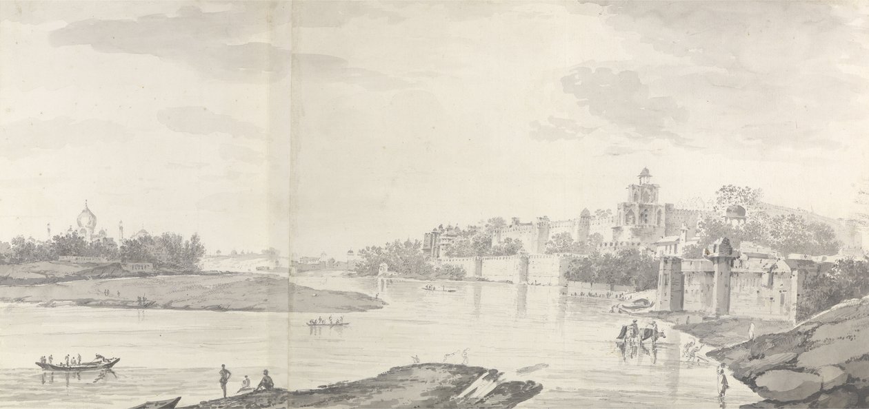 Vista del Fuerte de Agra en el Río Jumna desde el noreste, c.1783 de William Hodges