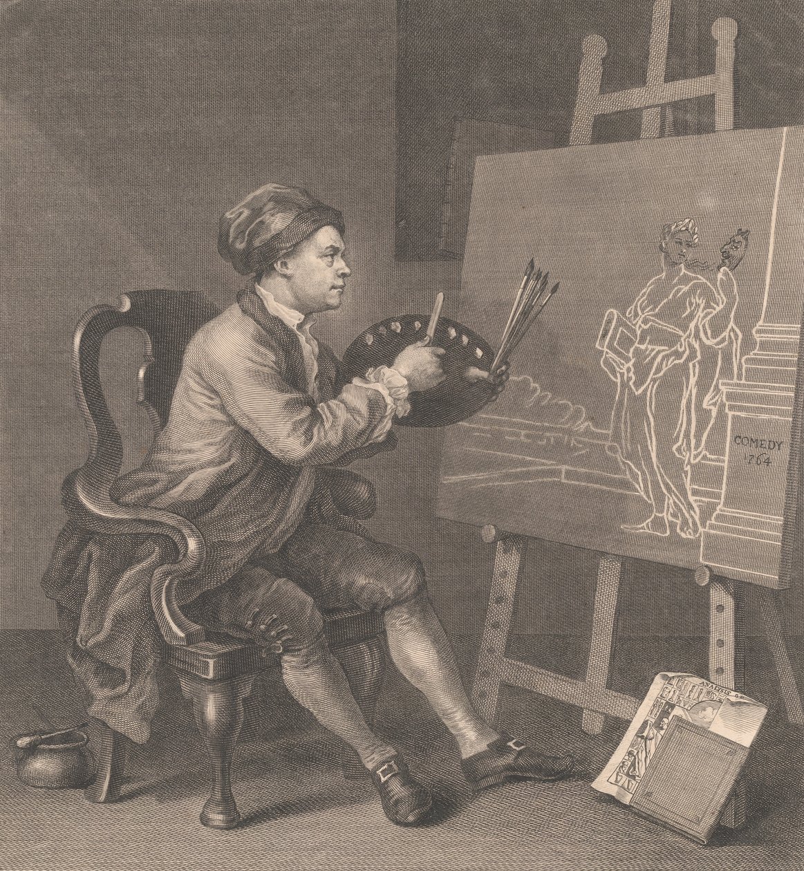 Hogarth pintando la musa cómica de William Hogarth