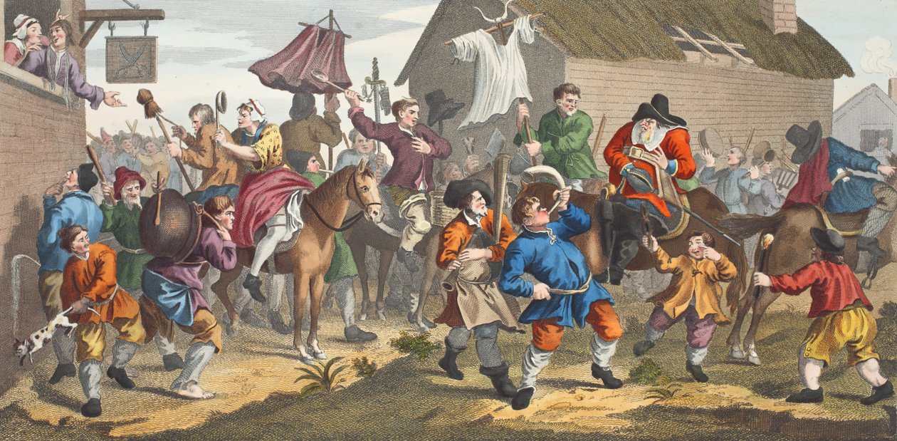 Hudibras Encuentra a los Skimmington, ilustración de 