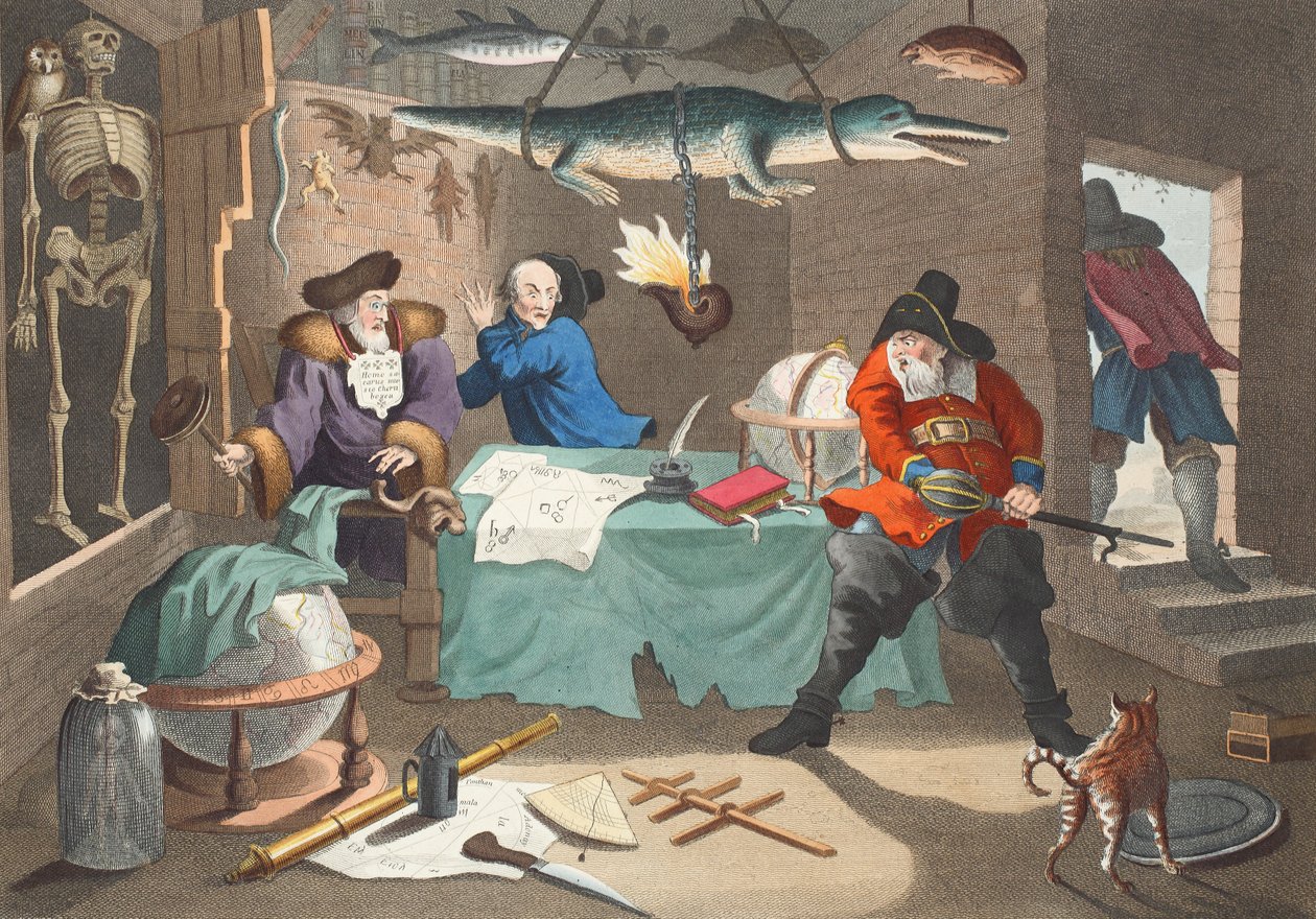 Hudibras golpea a Sidrophel y su hombre Whachum, de 
