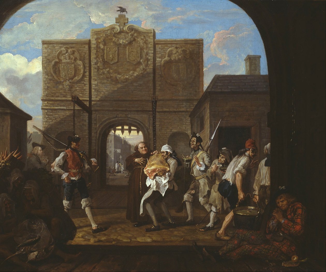 Oh, el asado de ternera de la vieja Inglaterra (La puerta de Calais) de William Hogarth