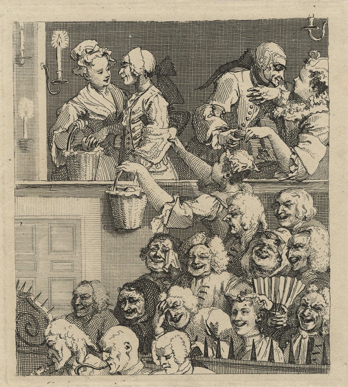 La audiencia riendo (o Una audiencia complacida) de William Hogarth