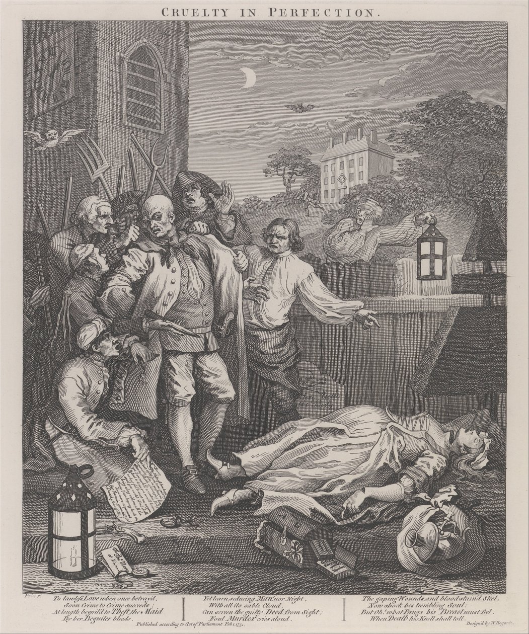 La tercera etapa de la crueldad- Crueldad en perfección de William Hogarth