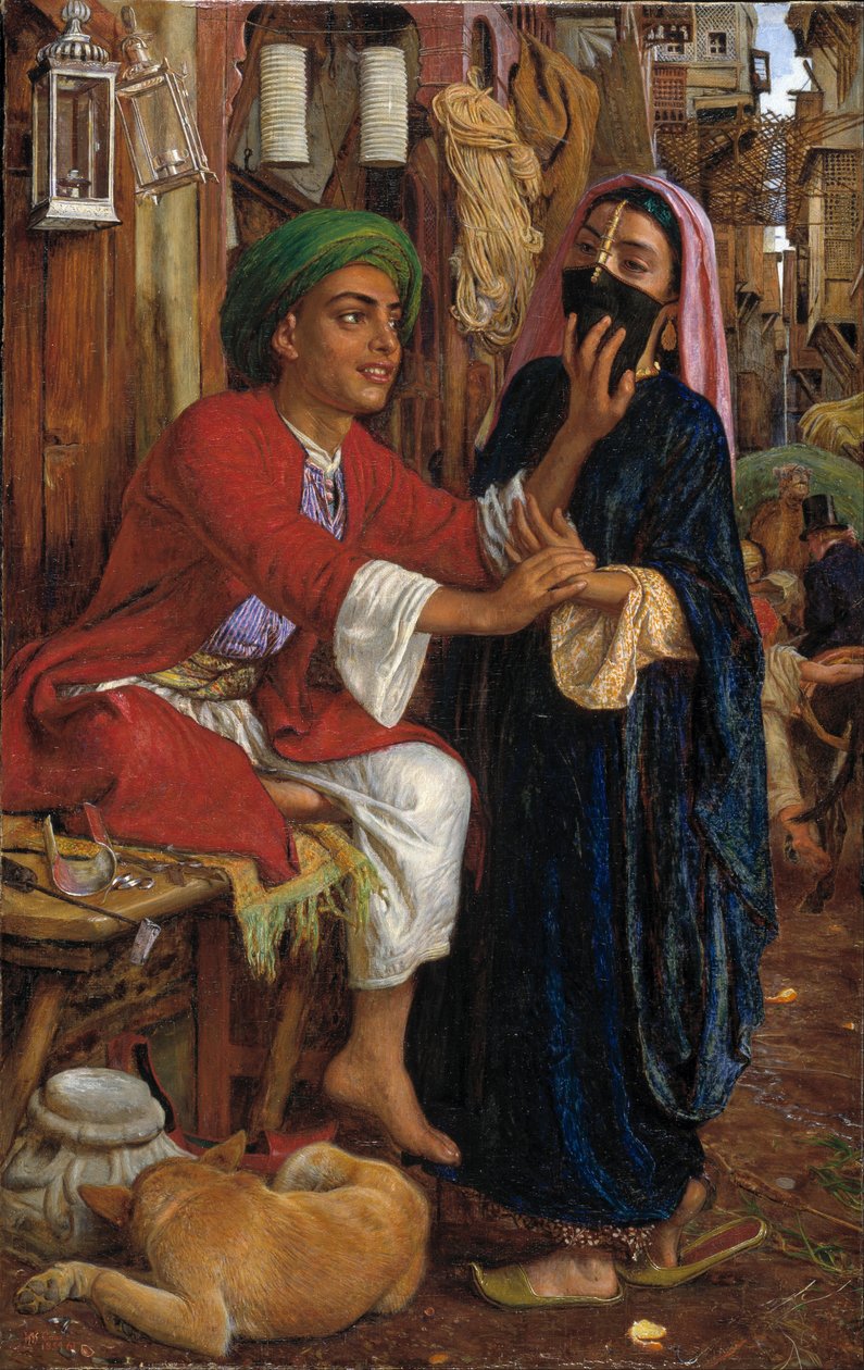 El cortejo de los fabricantes de linternas, una escena callejera en El Cairo de William Holman Hunt