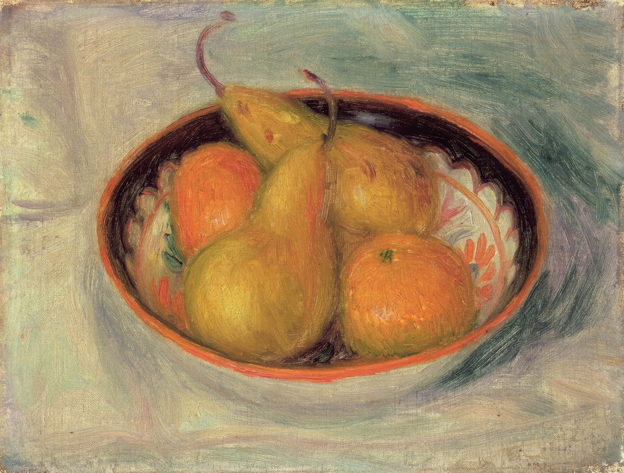 Peras y naranjas en un cuenco, 1915 de William James Glackens