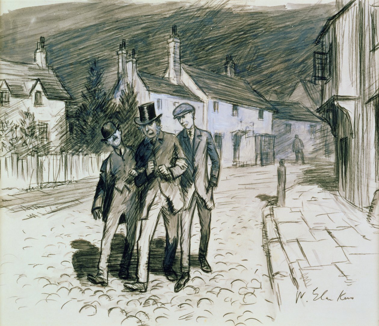 Escena callejera con tres borrachos de William James Glackens