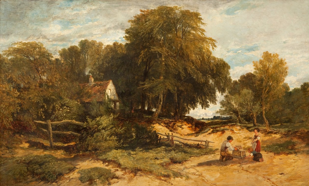 Paisaje boscoso con niños, 1845 de William James Muller