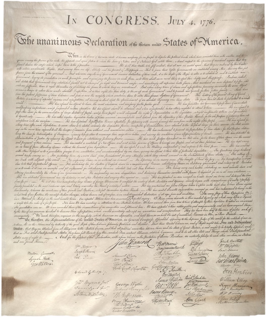 Declaración de Independencia, 1776, 1 de enero de 1823 (facsímil en vitela) de William James Stone