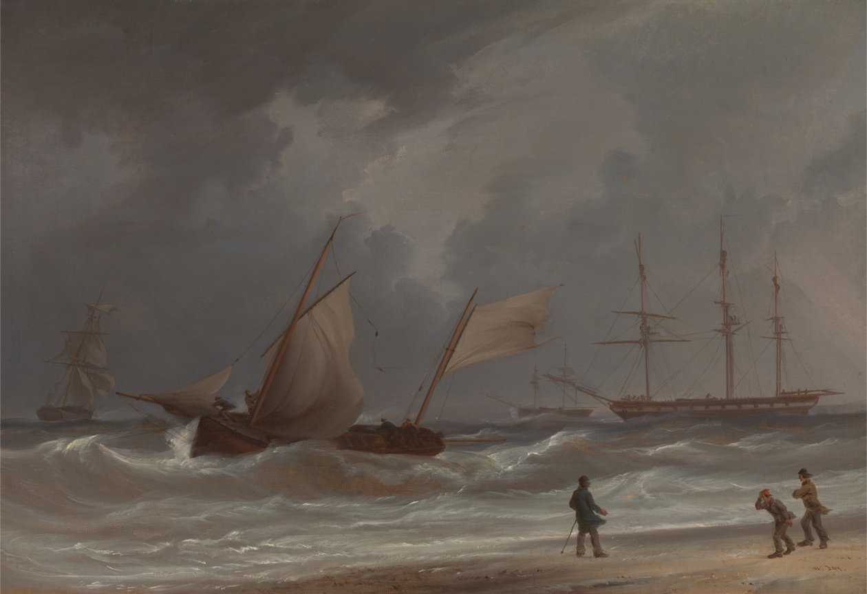 Un lugre arrastrado a la orilla en una tormenta de William Joy