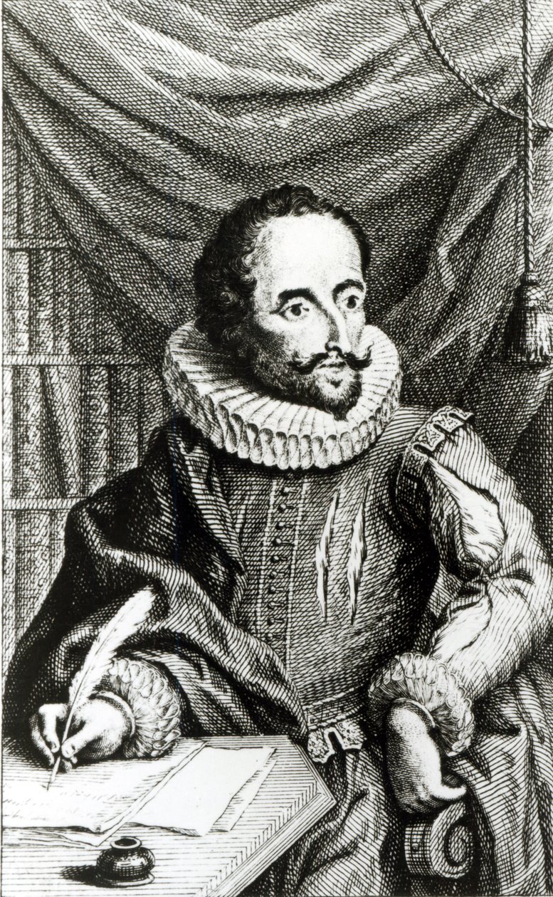 Retrato de Miguel de Cervantes Saavedra (1547-1616) grabado por Jacob Folkema (1692-1767) de William Kent