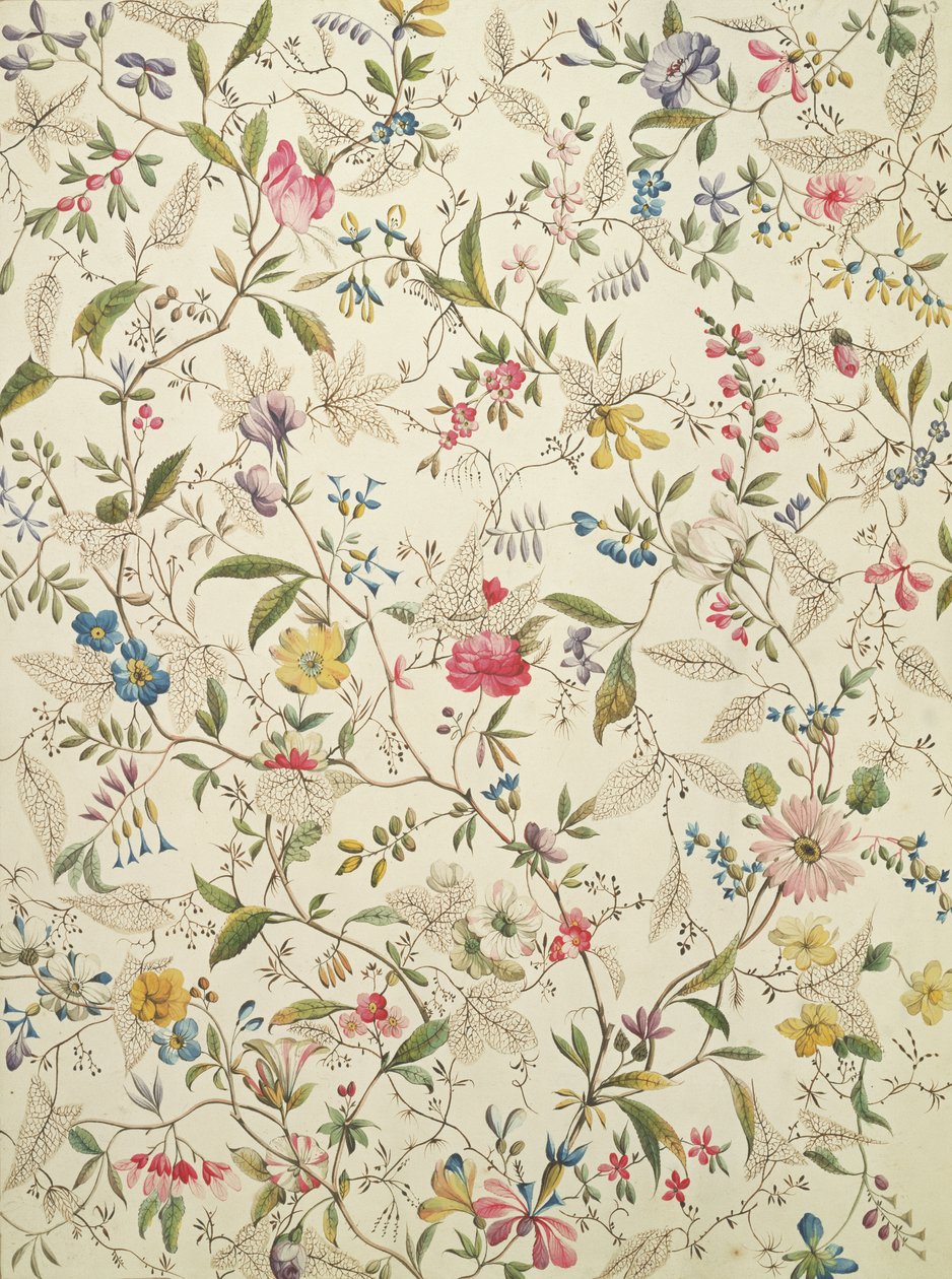Diseño de flores silvestres para material de seda, c.1790 de William Kilburn