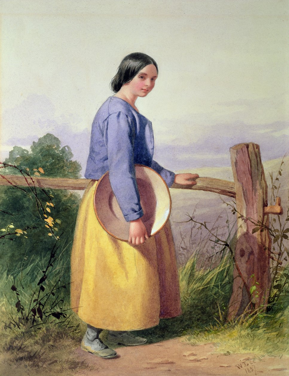 Una chica del campo junto a una cerca de William Lee