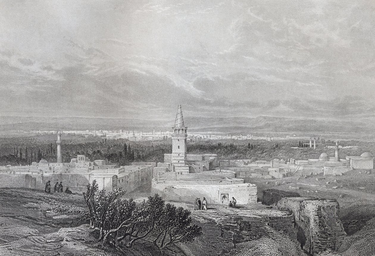 Damasco, grabado por J.H. Kernot, del Diccionario Bíblico Imperial, publicado por Blackie & Son, c.1880s de William Lewis Telbin