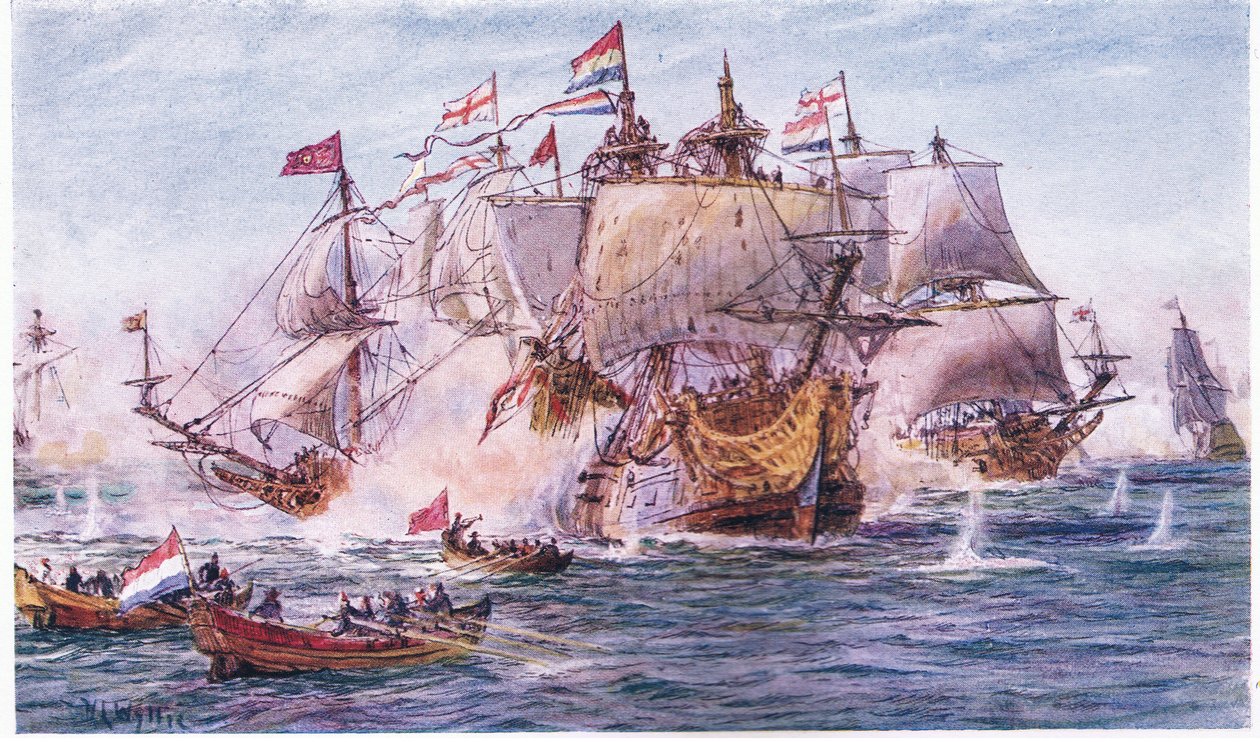 Blake y Tromp-periodo de las guerras holandesas, 1915 de William Lionel Wyllie
