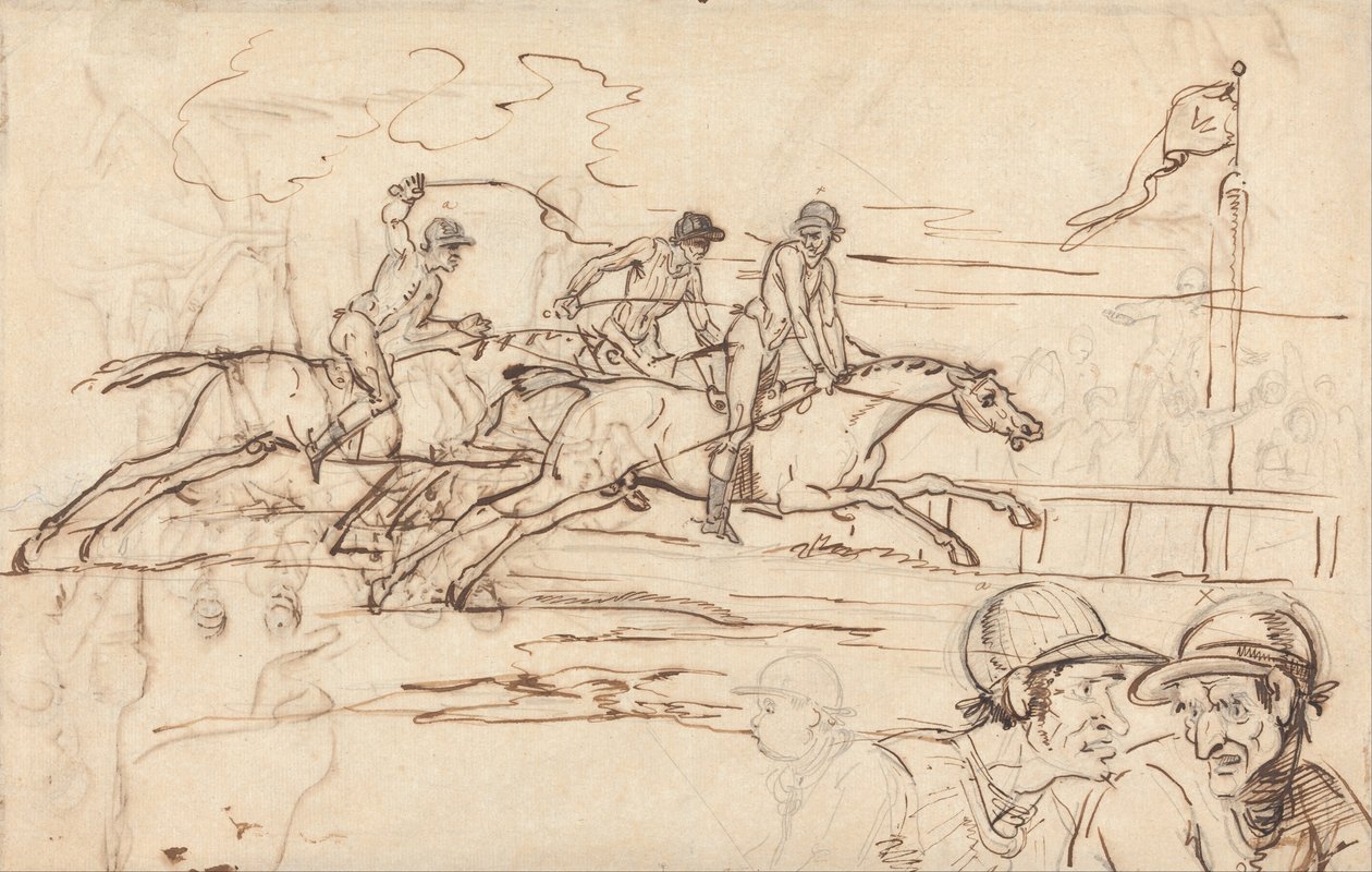 Tres Caballos de Carrera Acercándose a la Meta de William Lock Ii