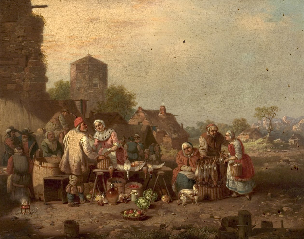 Escena de mercado en el pueblo de William Malbon