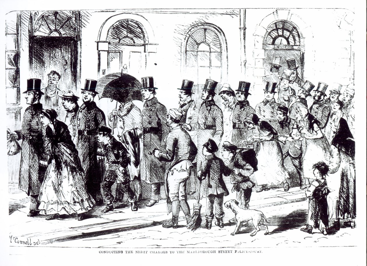 Conduciendo los cargos nocturnos al Tribunal de Policía de Marlborough Street de William McConnell