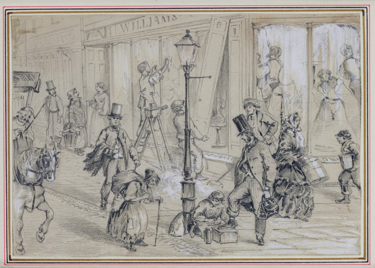 Escena de calle de Londres, ilustración para 