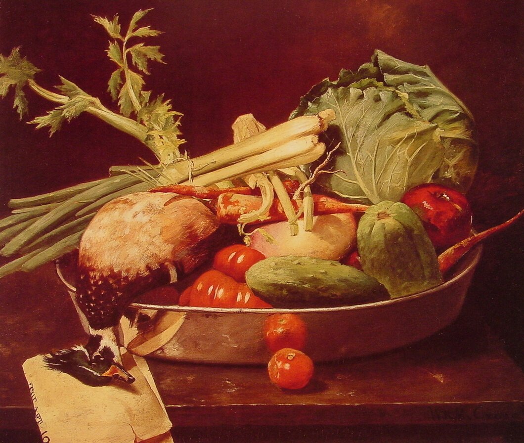 Naturaleza muerta con vegetales de William Merritt Chase